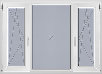 Окно трехстворчатое с двумя поворотно-откидными створками в доме II-49